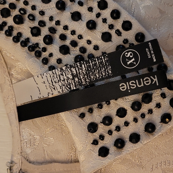 EUC Kensie Cream Colored Broquet Beaded Collar Dress - Picture 11 of 13